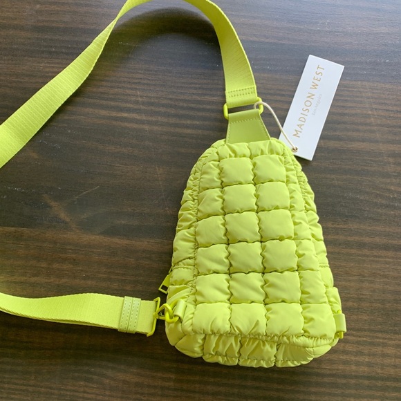 Lime Green Madison West Cross Sling Puffer Purse - Picture 4 of 6